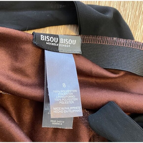 Bisou Bisou Michelle Bohbot Dress Babydoll Halter Maxi Brown Sz 8 Resort Boho - Picture 3 of 13